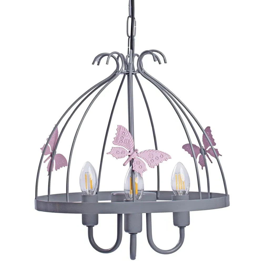 Kago Chandelier with Butterfly Theme - Grey