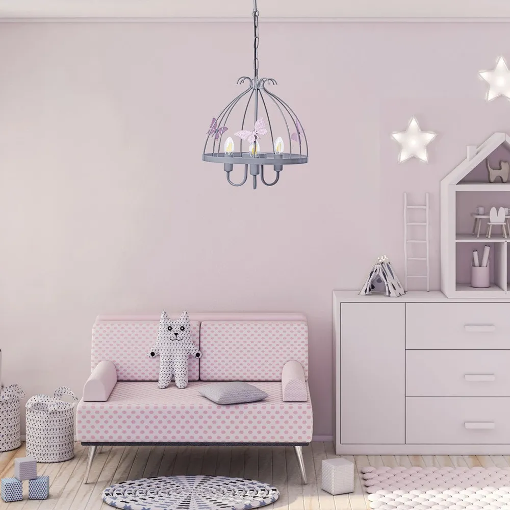 Kago Chandelier with Butterfly Theme - Grey