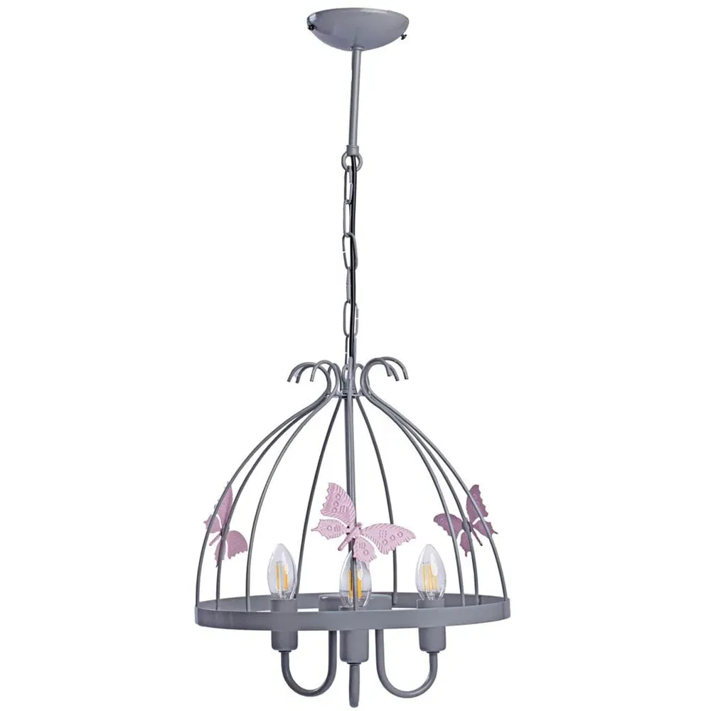 Kago Chandelier with Butterfly Theme - Grey image