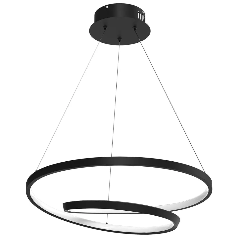 Lucero Swirl Design LED Pendant Lamp - Black