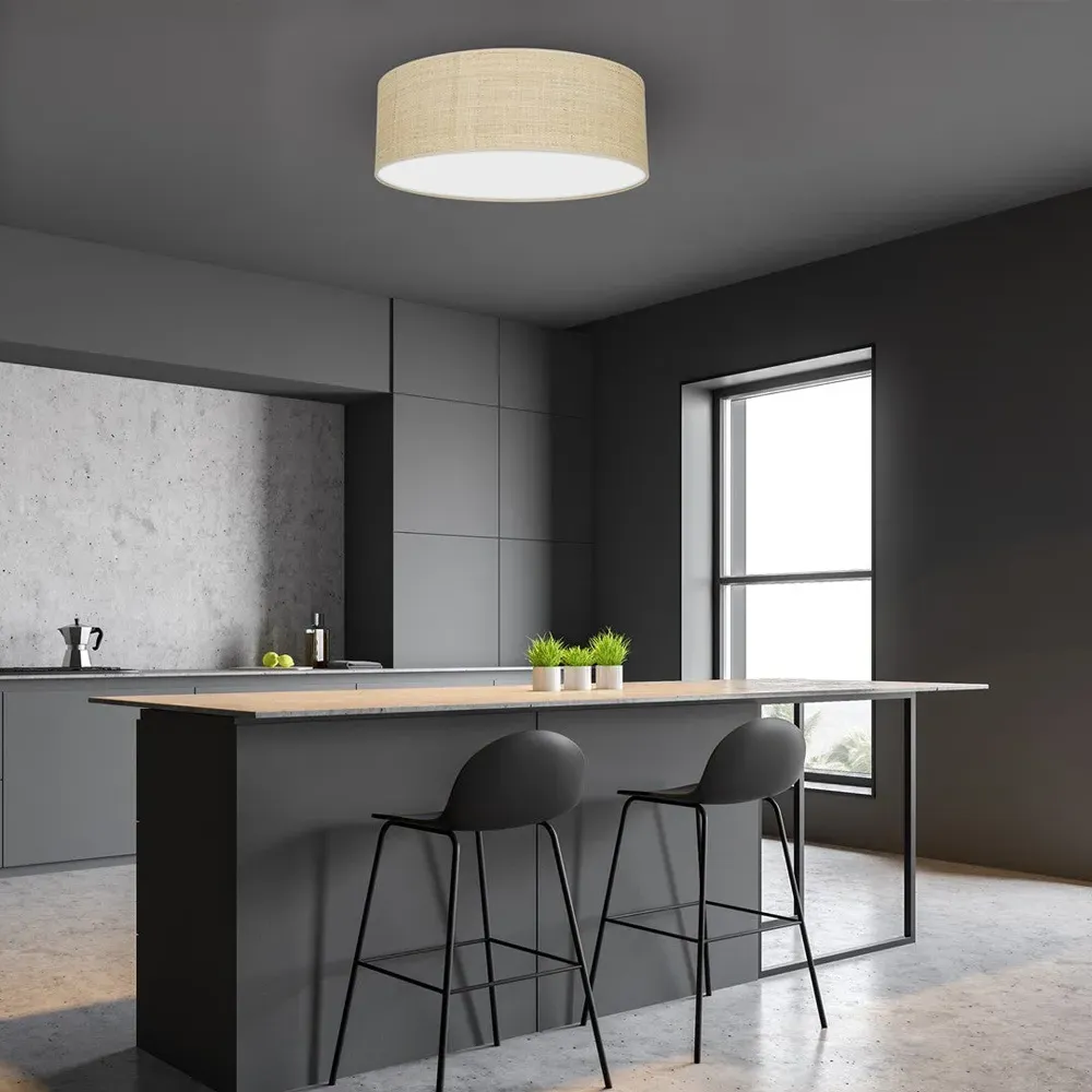 Marshall Ceiling Lamp - White, Rattan