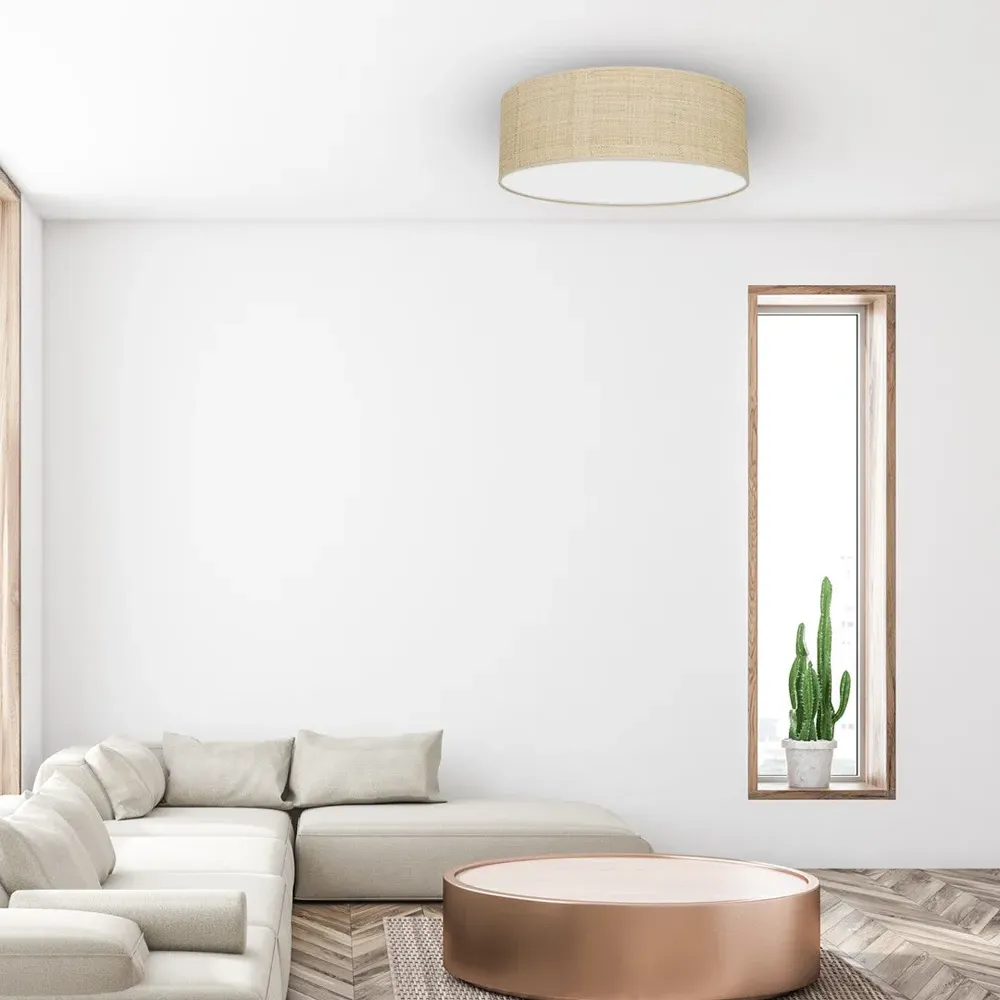 Marshall Ceiling Lamp - White, Rattan