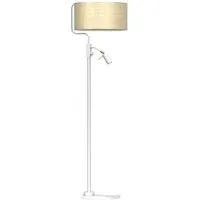 Marshall Floor Lamp with Reading Light - White, Rattan