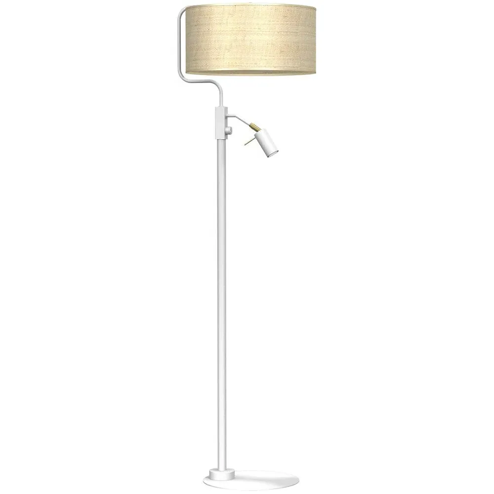Marshall Floor Lamp with Reading Light - White, Rattan