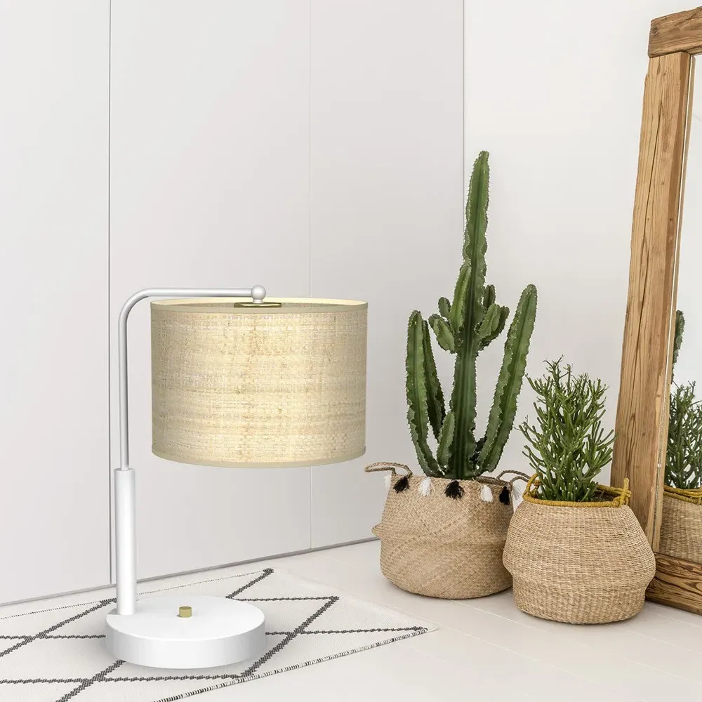 Marshall Table Lamp - White, Rattan