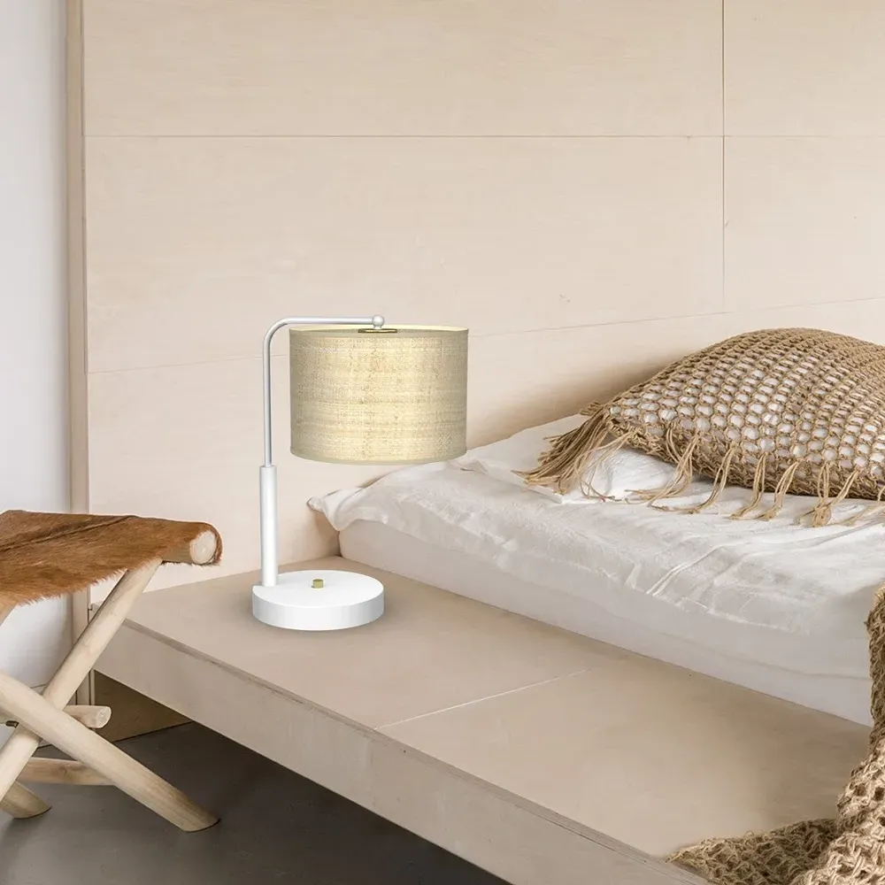 Marshall Table Lamp - White, Rattan