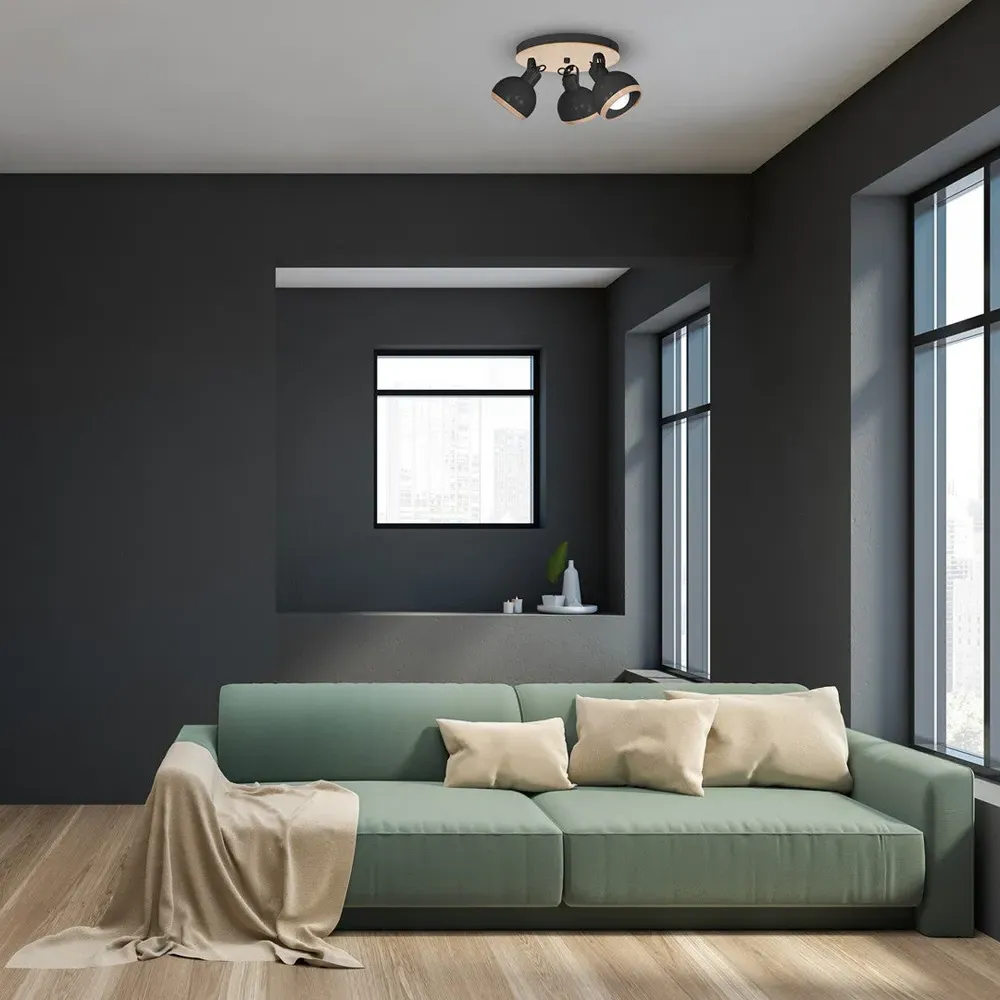 Oval Ceiling Lamp 230V - Black, Metal