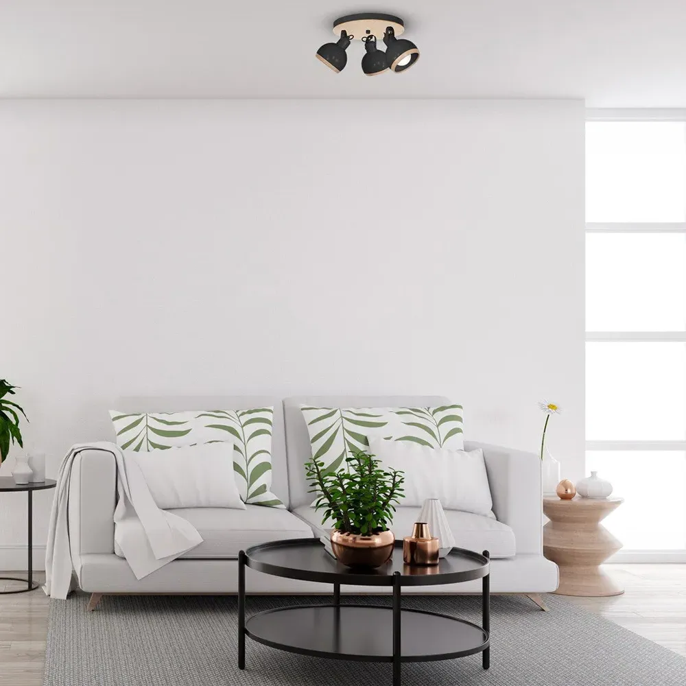 Oval Ceiling Lamp 230V - Black, Metal