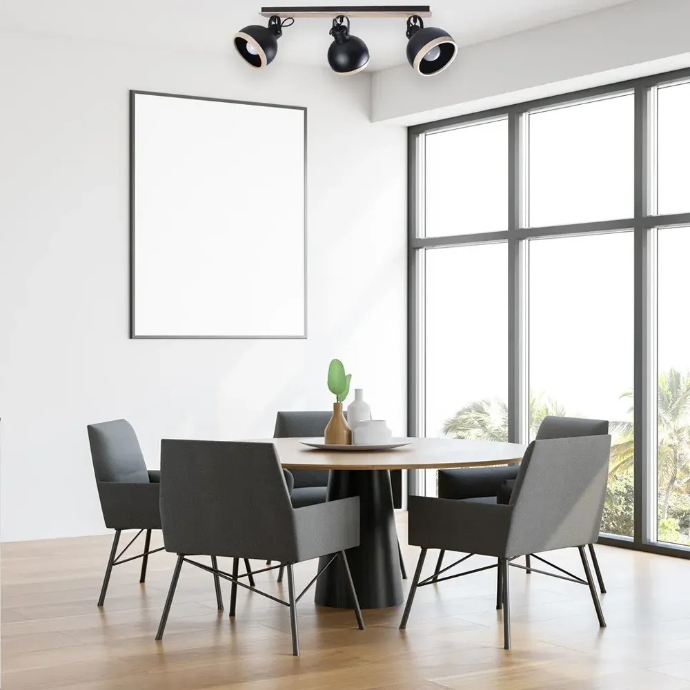 Oval Ceiling Lamp 230V - Black, Metal