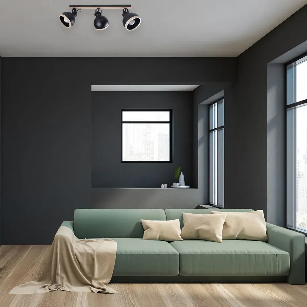 Oval Ceiling Lamp 230V - Black, Metal