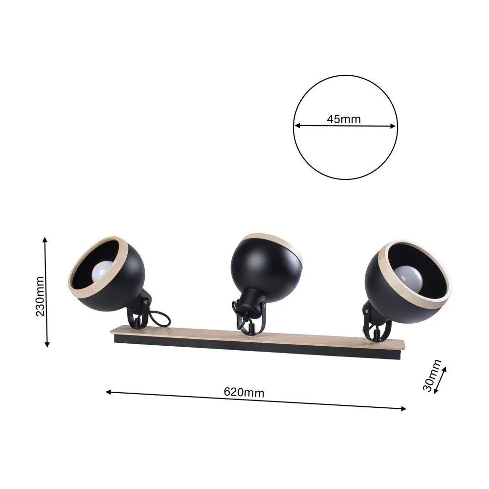 Oval Ceiling Lamp 230V - Black, Metal