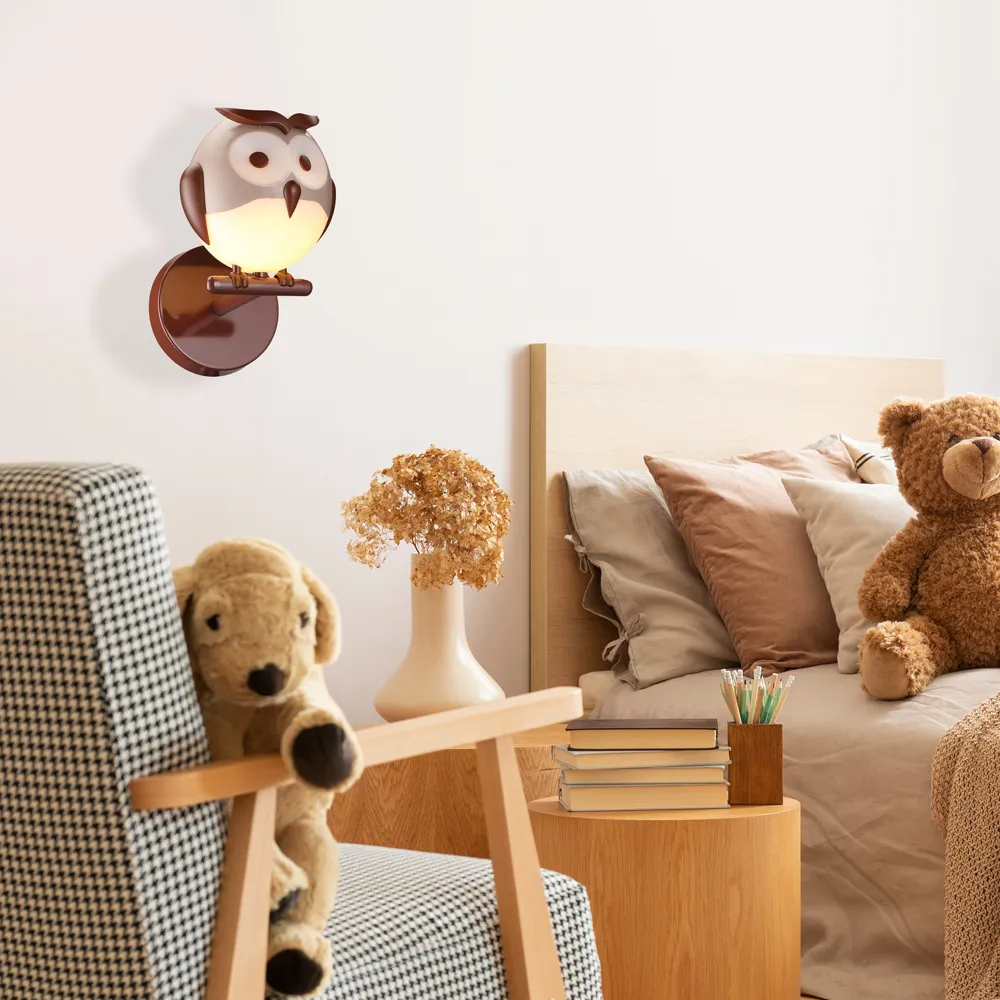Owl LED Wall Lamp - Brown