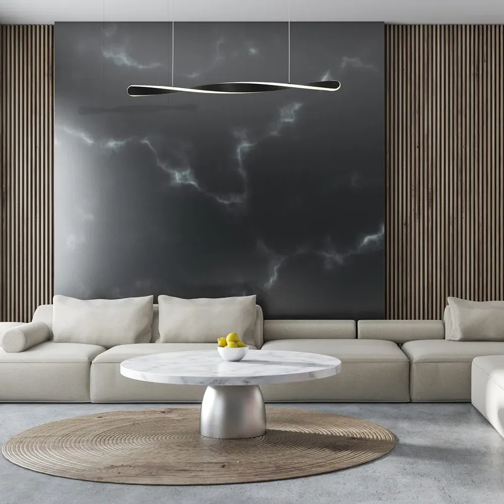 Swirl Longitudinal LED Pendant Lamp - Black