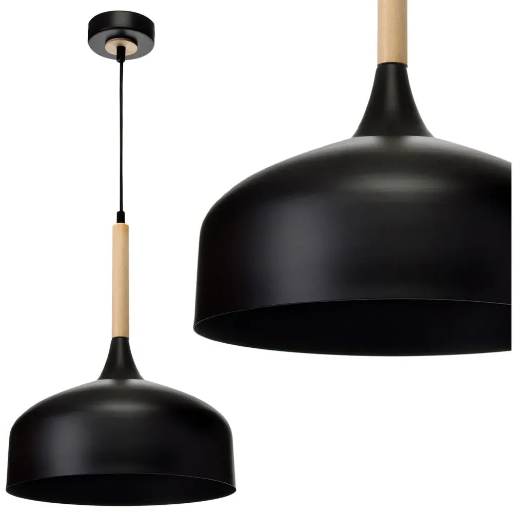 Taylor Pendant Lamp with Wood Accents - Black