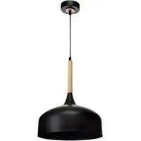 Taylor Pendant Lamp with Wood Accents - Black