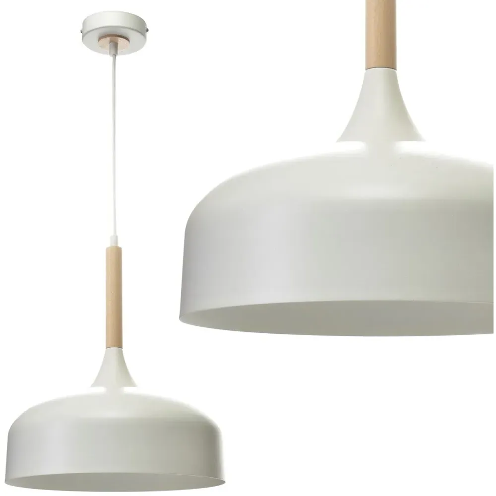 Taylor Pendant Lamp with Wood Accents - White