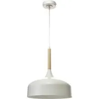 Taylor Pendant Lamp with Wood Accents - White