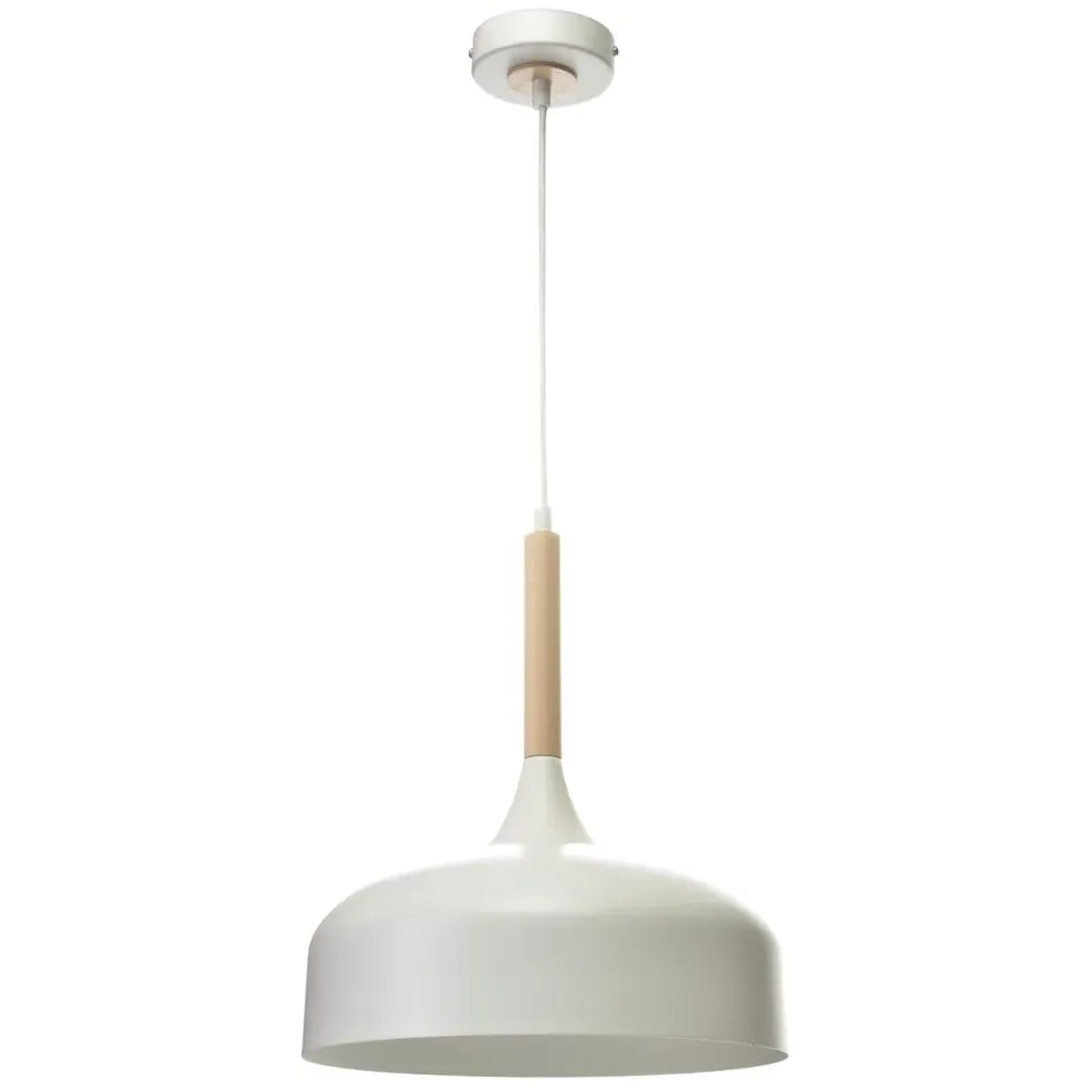 Taylor Pendant Lamp with Wood Accents - White