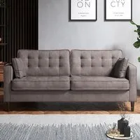 3-Seater Sofa with Button Tufting - Grey