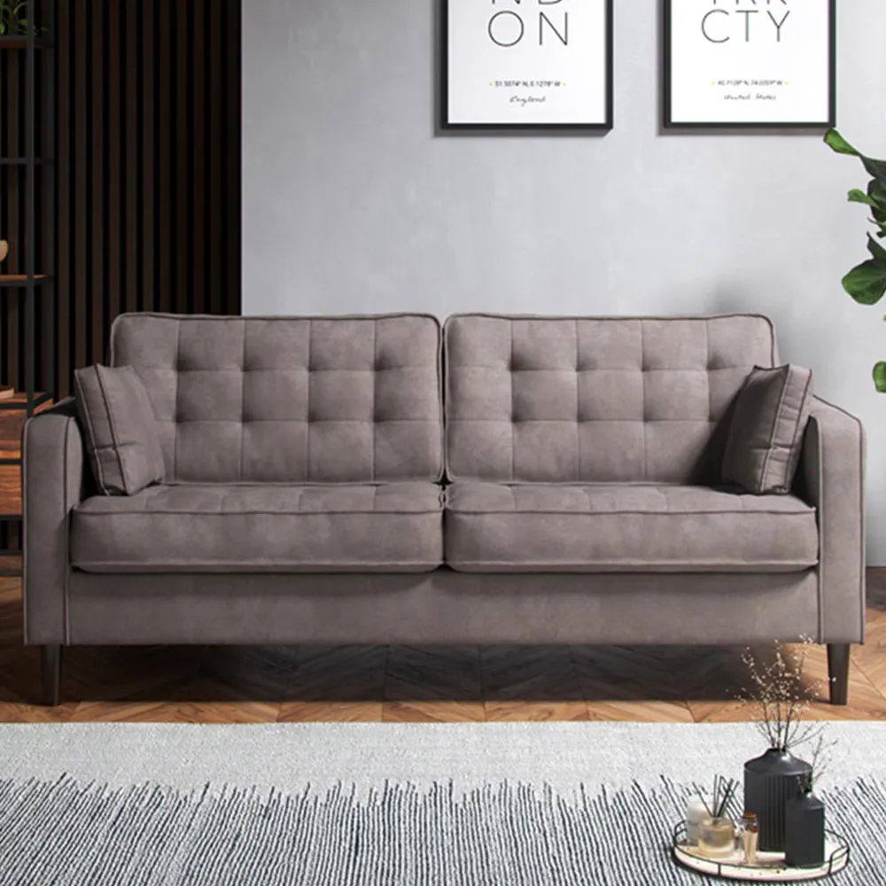 3-Seater Sofa with Button Tufting - Grey