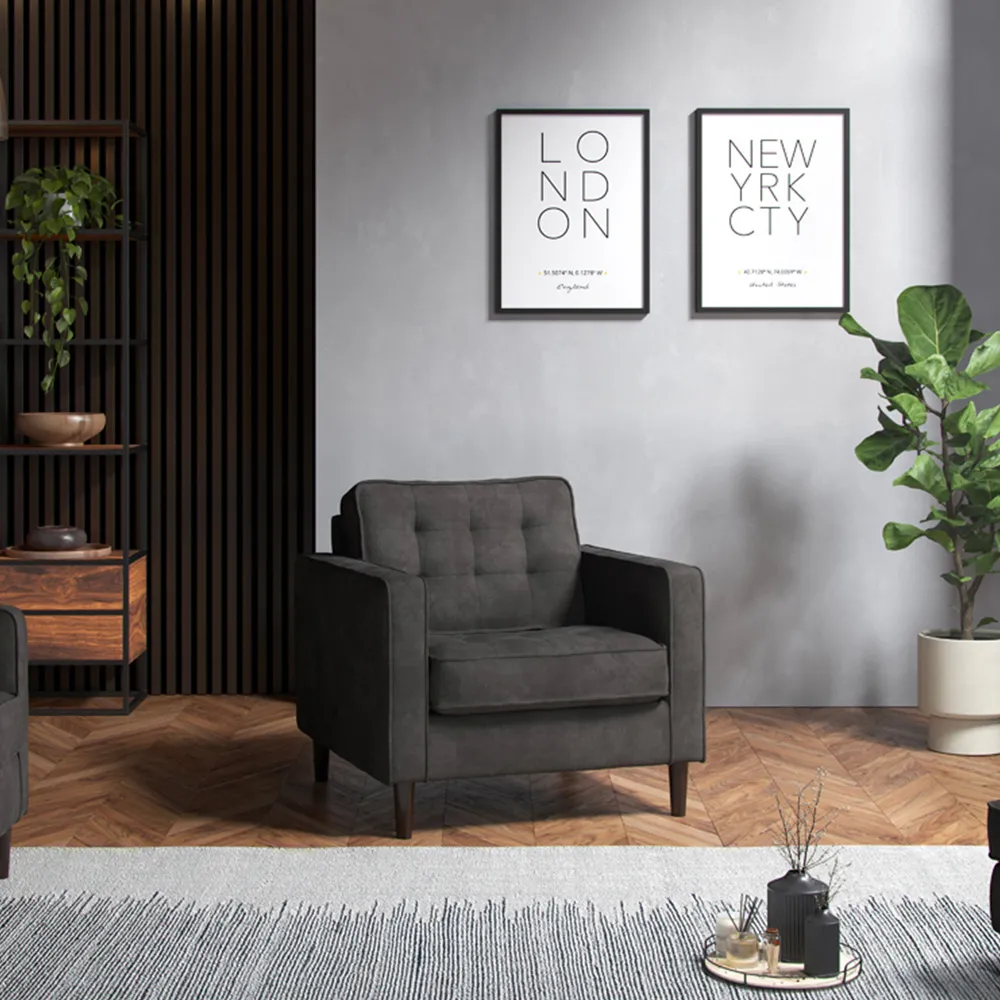 Enjoy Armchair with Button Tufting - Grey