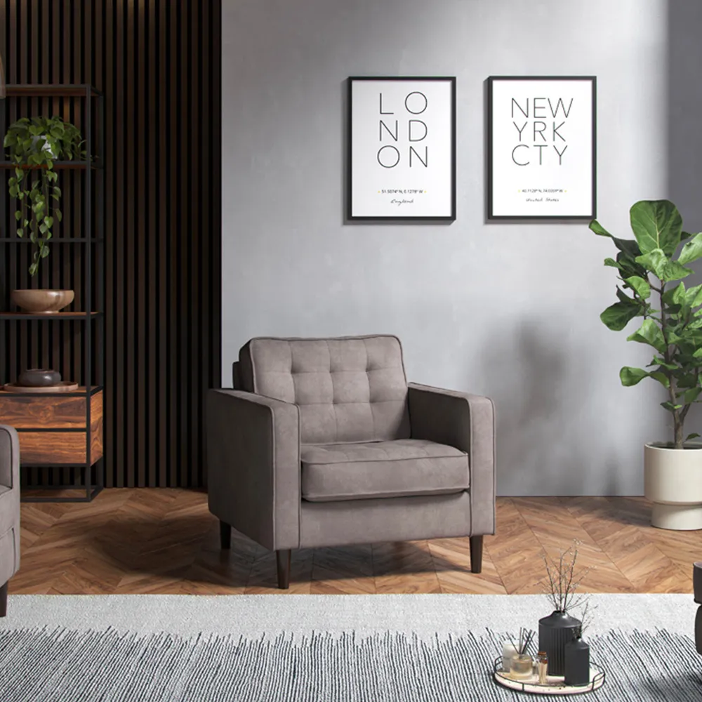 Enjoy Pewter Armchair with Button Tufting - Grey