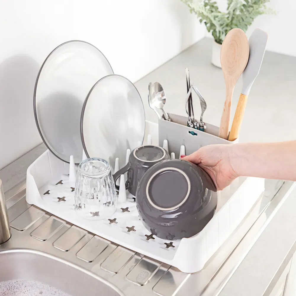 Minky Dish Rack Caddy - White, Grey