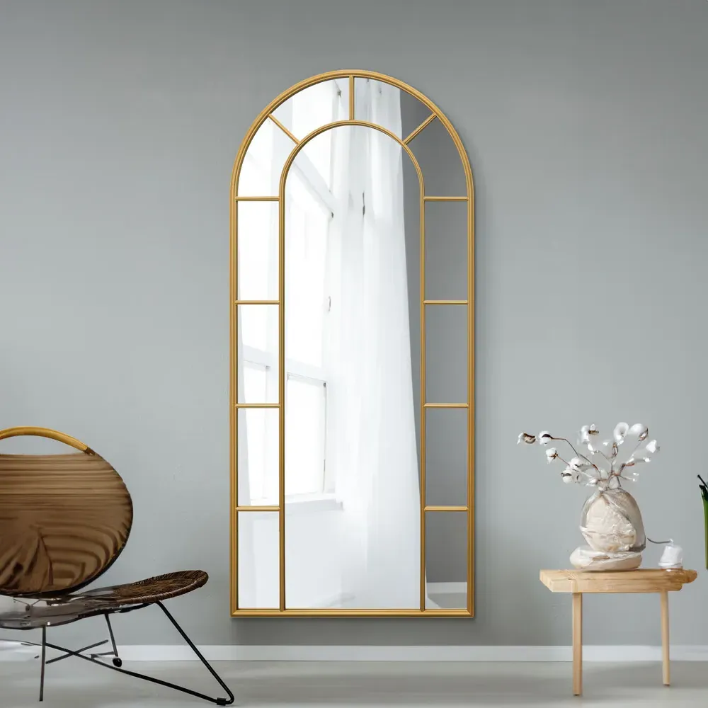 Arcus Arched Leaner Wall Mirror - Gold, Metal