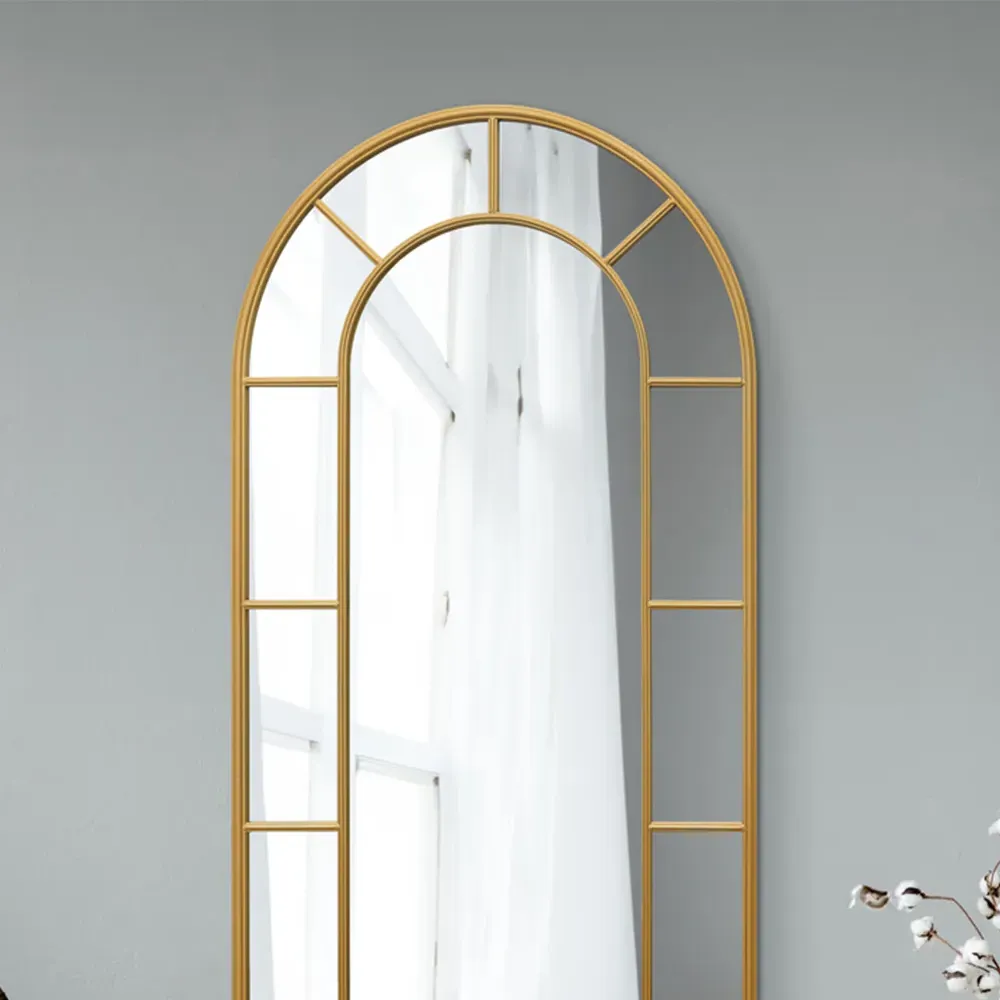 Arcus Arched Leaner Wall Mirror - Gold, Metal