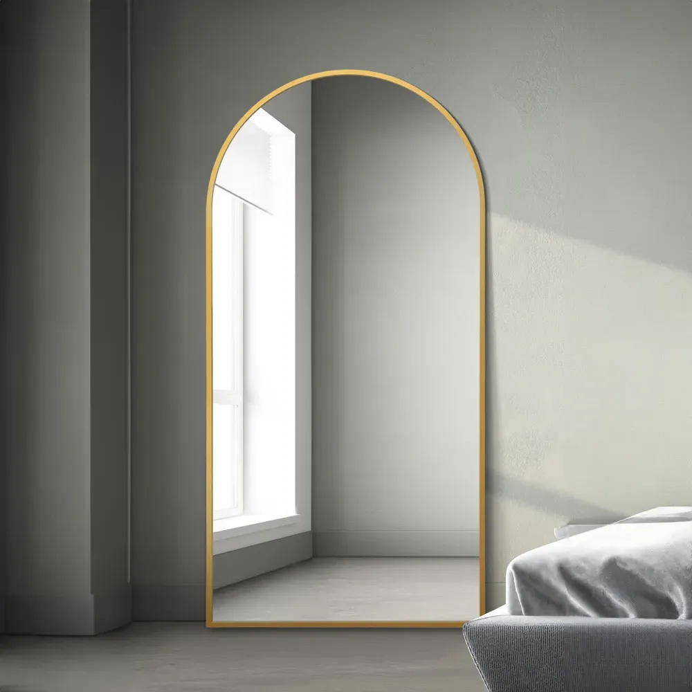 Arcus Arched Leaner Wall Mirror - Gold, Metal