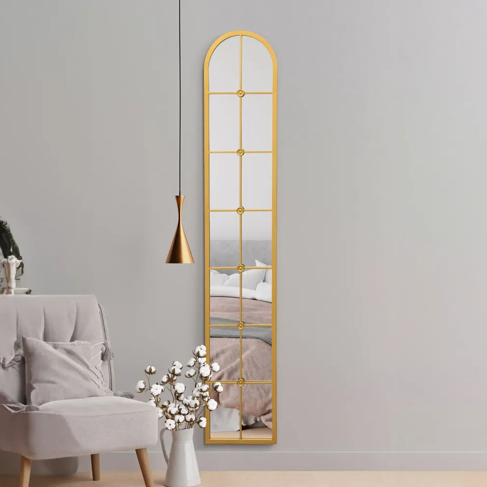 Arcus Arched Leaner Wall Mirror - Gold, Metal
