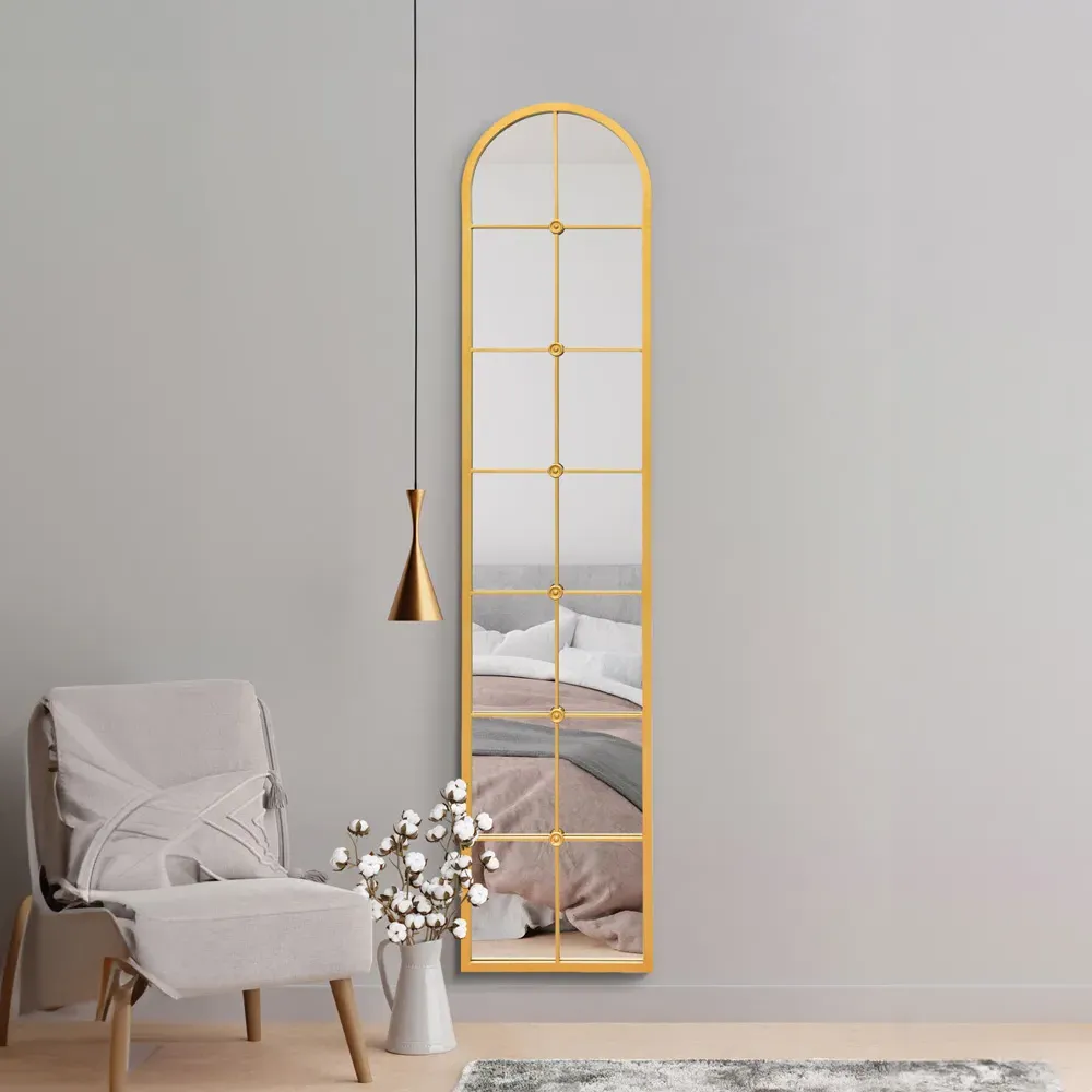 Arcus Arched Leaner Wall Mirror - Gold, Metal