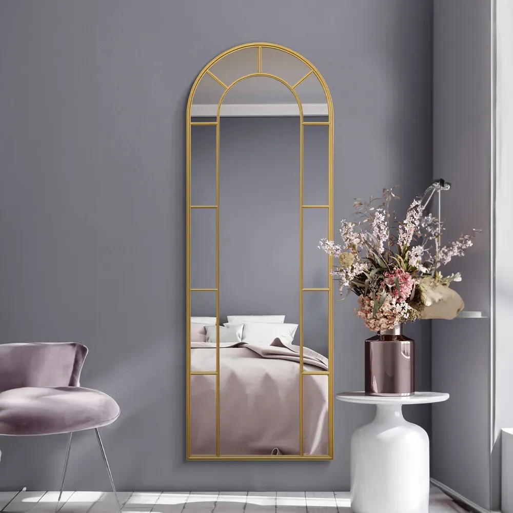 Arcus Arched Leaner Wall Mirror - Gold, Metal