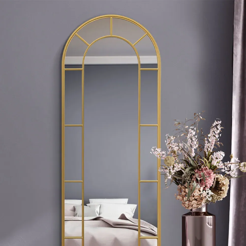Arcus Arched Leaner Wall Mirror - Gold, Metal