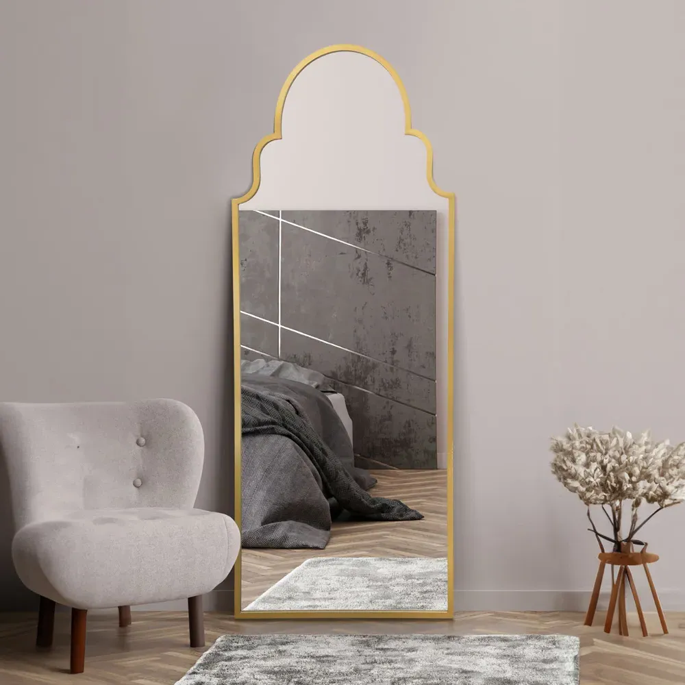 Arcus Arched Leaner Wall Mirror - Gold, Metal