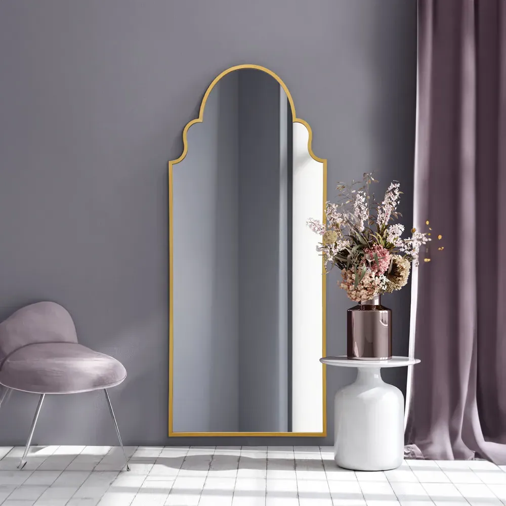 Arcus Arched Leaner Wall Mirror - Gold, Metal