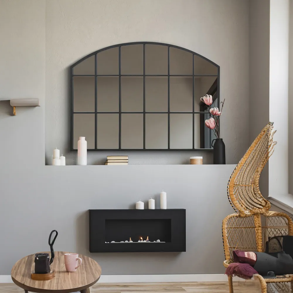 Arcus Arched Wall Mirror - Black, Metal