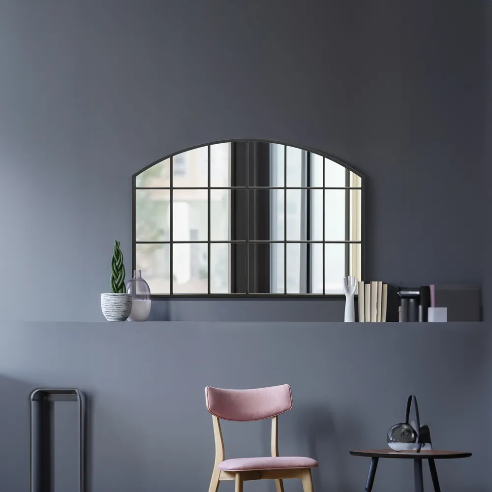 Arcus Arched Wall Mirror - Black, Metal
