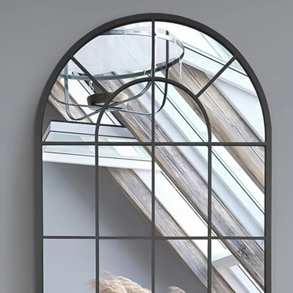 Arcus Arched Window Leaner Wall Mirror - Black
