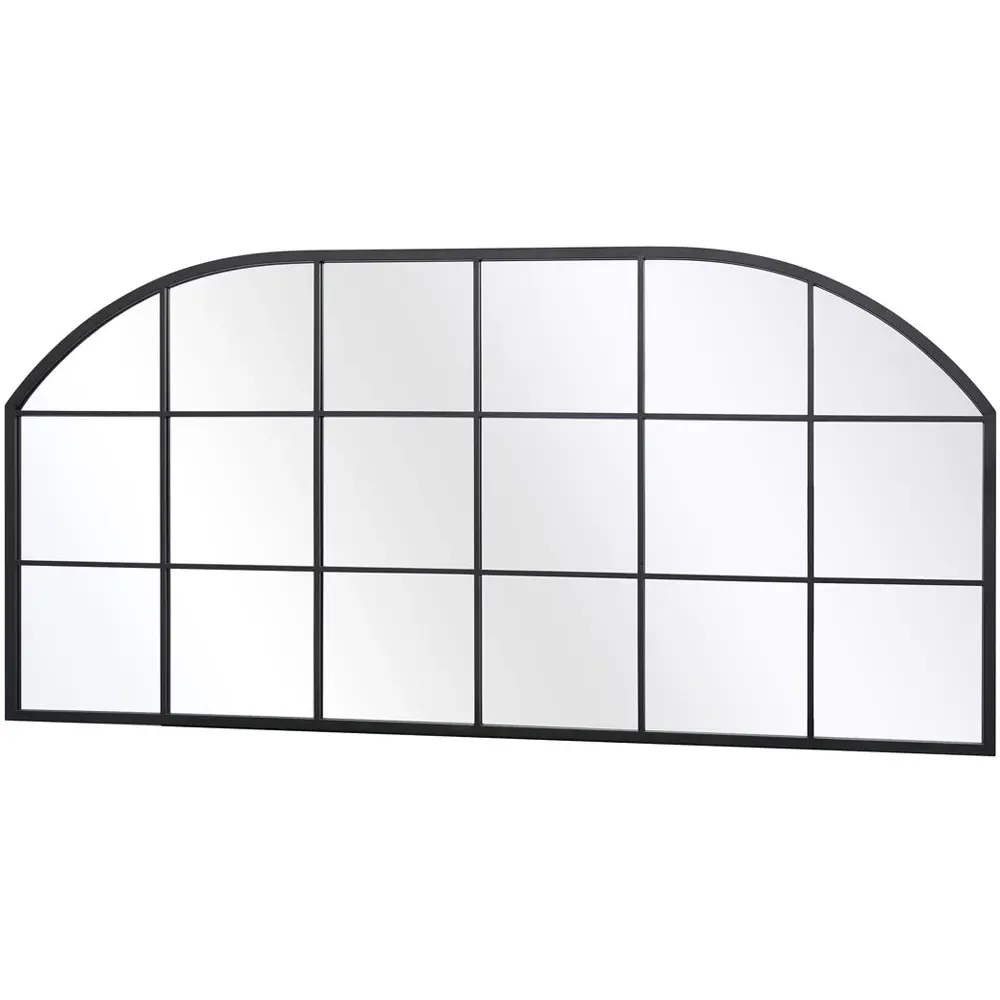 Arcus Arched Window Wall Mirror - Black, Metal