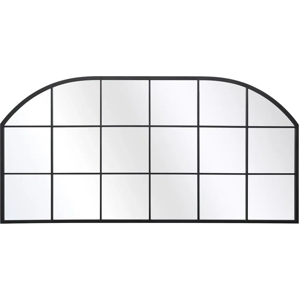 Arcus Arched Window Wall Mirror - Black, Metal image