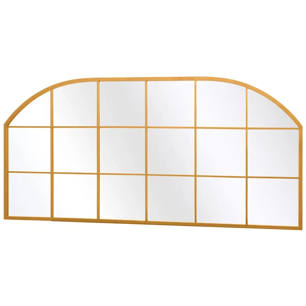 Arcus Arched Window Wall Mirror - Gold, Metal
