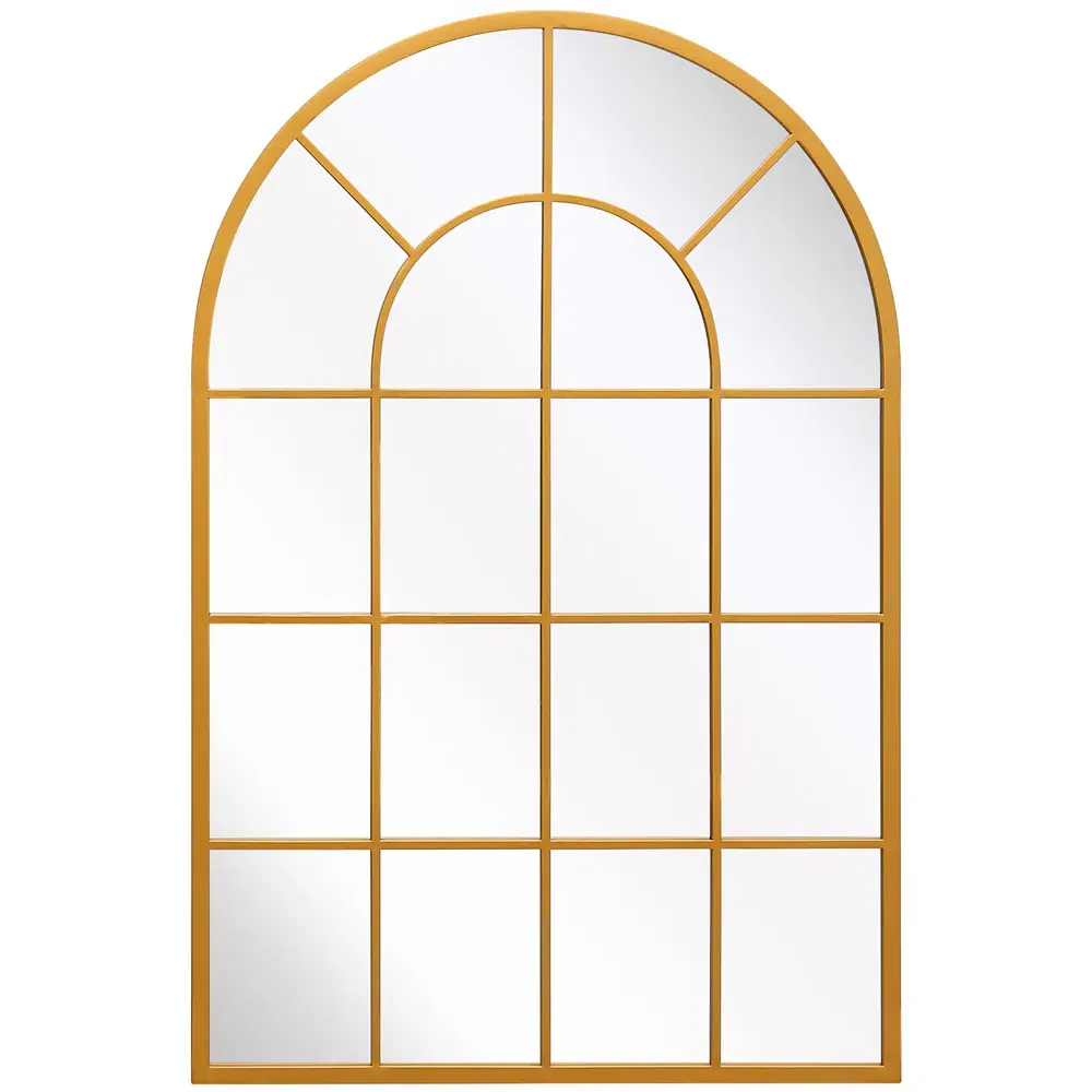 Arcus Window Metal Leaner Wall Mirror - Gold