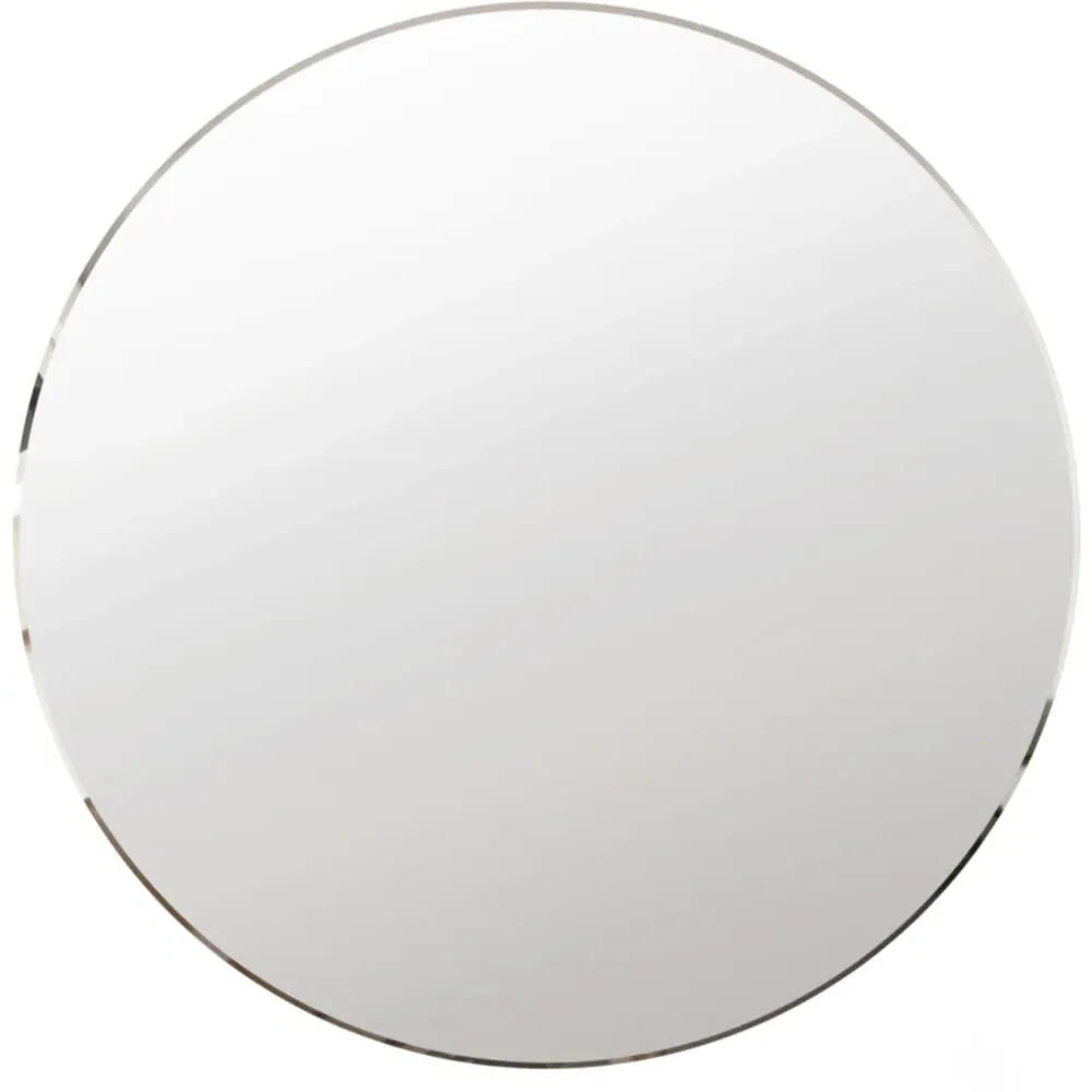 Bevelled Round Mirror - Black Glass