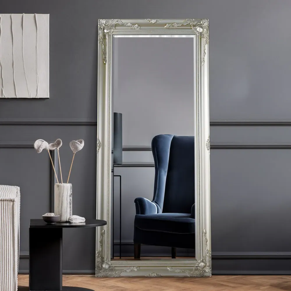 Buxton Full Length Leaner Wall Mirror - Silver