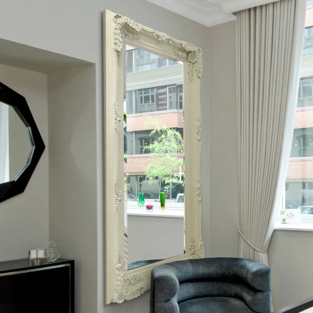 Carved Louis Large Wall Mirror - Cream