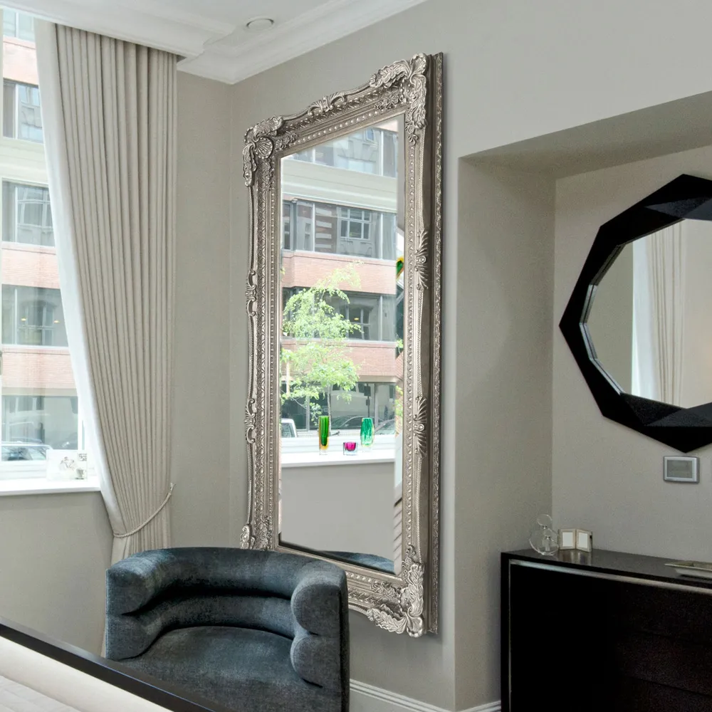 Carved Louis Large Wall Mirror - Silver