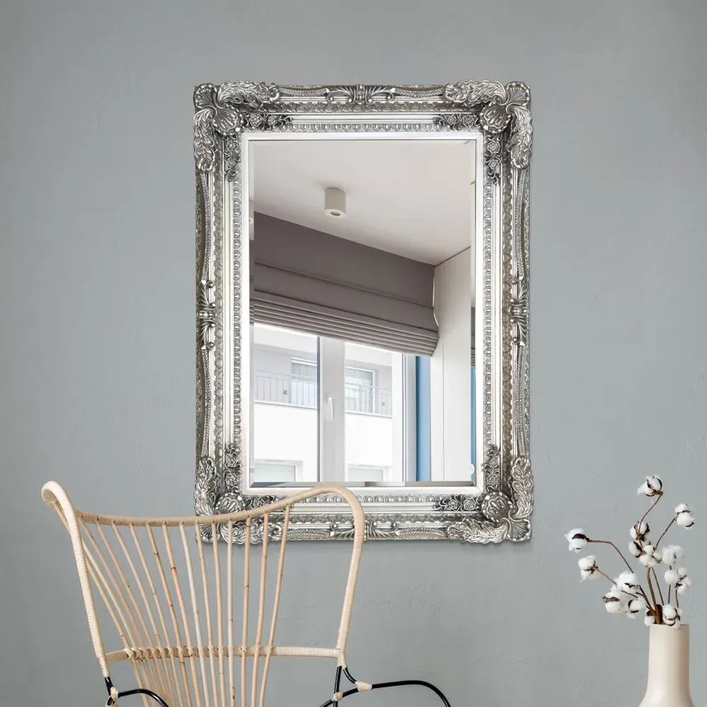 Carved Louis Wall Mirror - Silver