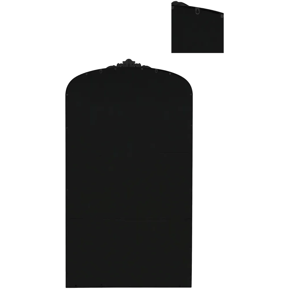 Crown Arched Leaner Mirror with Decorative Crown - Black, Metal