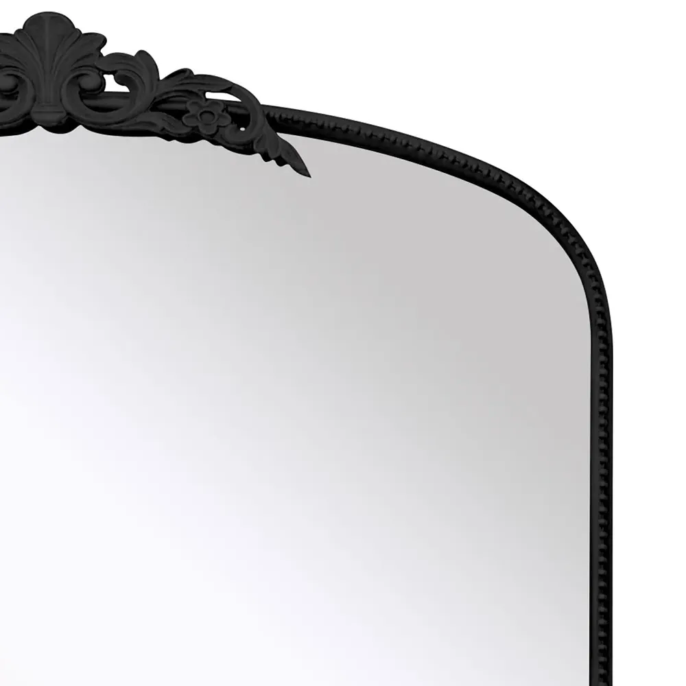 Crown Arched Leaner Mirror with Decorative Crown - Black, Metal